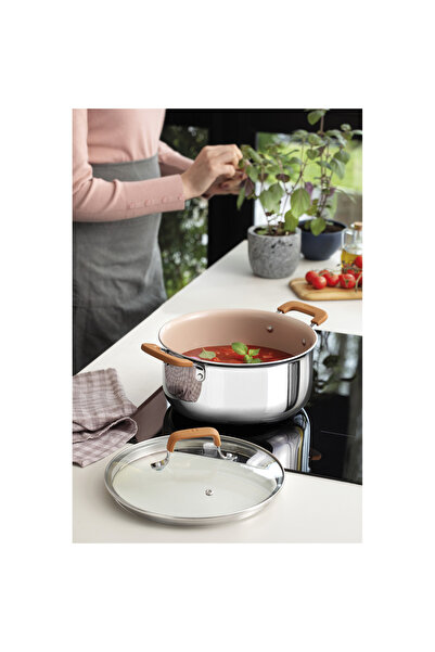 TRAMONTINA Romagna Desert Clay Ceramic Surface 7 Piece Steel Cookware Set