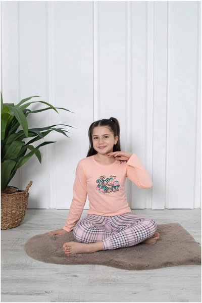 embody Pijamale pentru fete, din bumbac, cu mâneci lungi și pantaloni, imprim...