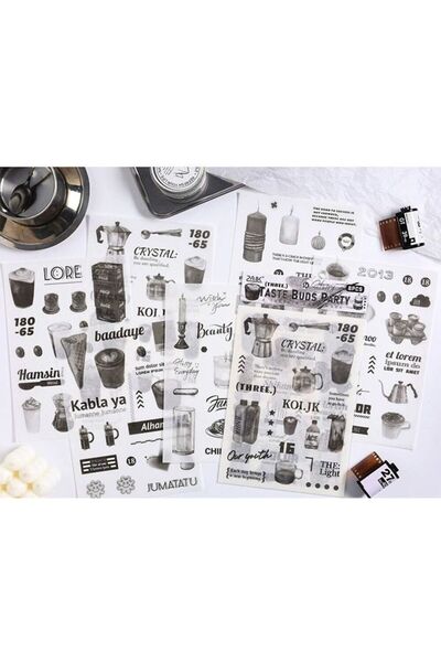 İthal E6-6 foi de autocolant washi alb-negru - Număr: 2