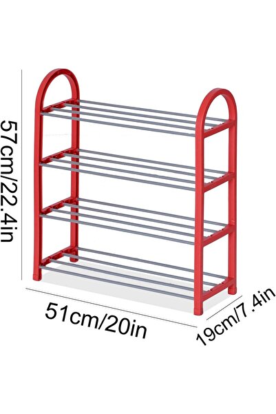 Generic 4-Tier Shoe Rack Organizer, Plastic/Metal, Space-Saving, Black, 51x19x57 cm