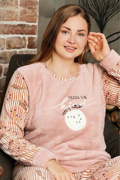 embody Women's pyjamas cocolino batal large size, fluffy and warm, cool, coral