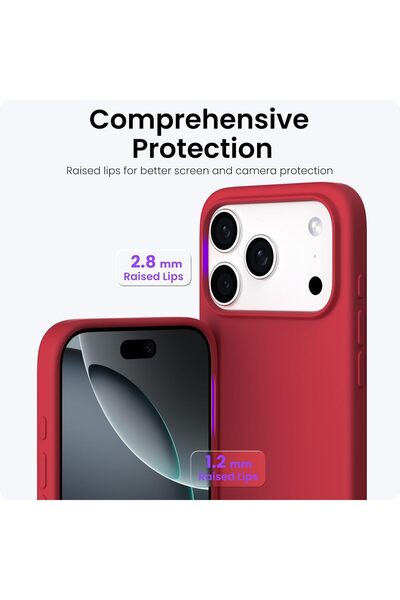 Joyshell Husa pentru iPhone 17 Pro Max, SIlicon Catifelat Cu Interior Microfibra, Rosu
