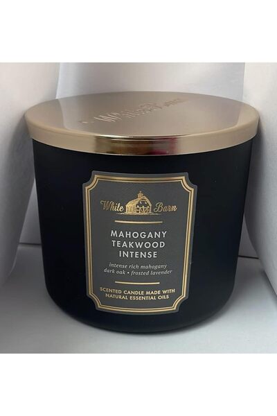 Bath & Body Works White Barn 3-Wick Candle by - 14.5 oz - Mahogany Teakwood (High Intensity)