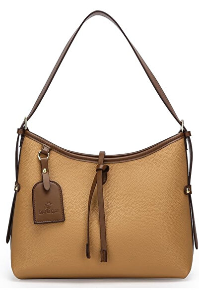 OEM Elegant brown PU leather handbag with adjustable shoulder strap 32x12x25 cm