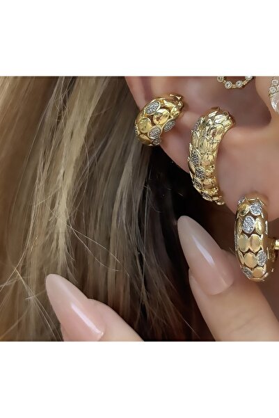 mibrillo Snake Skin Model Zircon Stone Triple Single Earring
