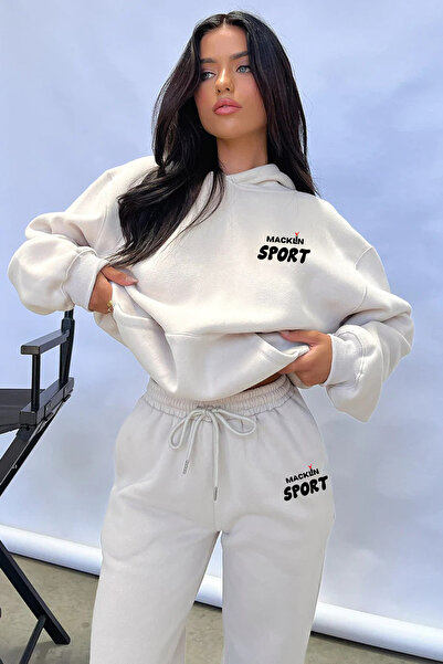 darkopia Unisex Men's Women's Sport Printed Oversize 3 Thread Hooded Tracksuit Set