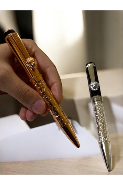 NEW STYLE A set of elegant and modern ballpoint pens with lion-shaped decorations and clips for those who love distinction.