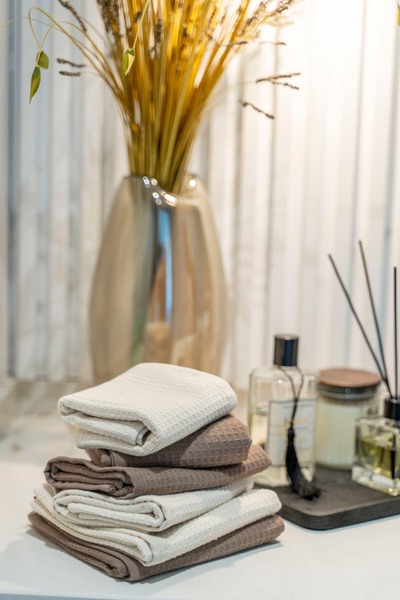 Plume Ceramic Home 100% Cotton Waffle Patterned Premium 4-Piece Kitchen Towel Set 30X50 Dowry, Guest, Gift