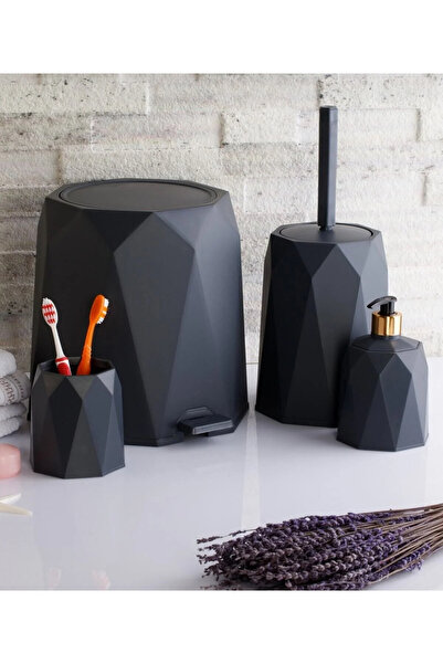 GenelTedarik طقم حمام مكون من 4 قطع سلة المهملات فرشاة المرحاض صحن الصابون حامل فرشاة الأسنان 4 قطع