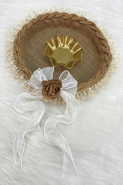 ZEYMERADE صينية ليلة الحناء، هدية تزيينية من الخيزران والورد والجوت لحفلات ال...