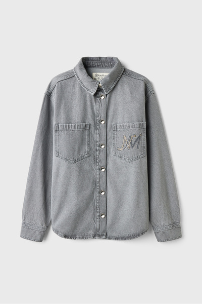 Naramaxx Taş Baskılı Gri Denim Ceket