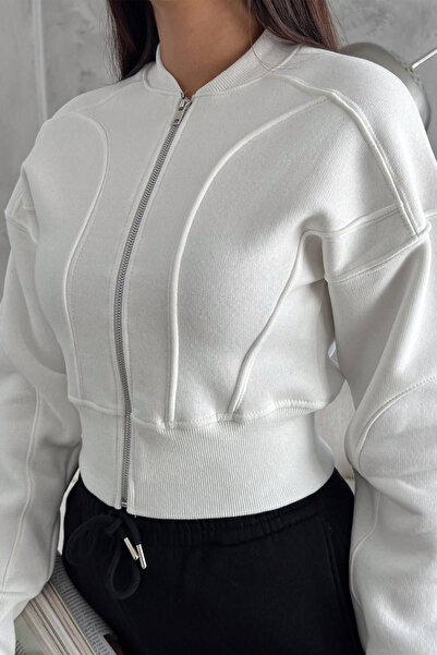 Noa Noa Women's Zippered Fit Cropped Sweatshirt – Sporty & Urban Style