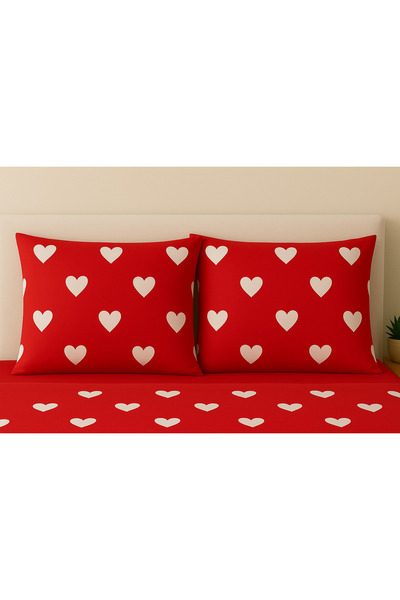 Loova غطاء وسادة 2 قطعة لون أحمر على شكل قلب مقاس 50×70 100% قطن