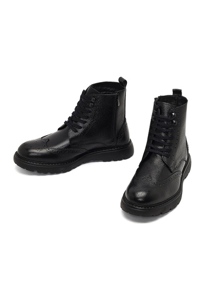 Derimod Erkek Siyah Fermuarlı Deri Bot 25WFD8202FT