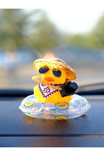 Balkhoon زينة سيارة على شكل بطة مع قبعة من القش وكاميرا وشطيرة قابلة للنفخ، إ...