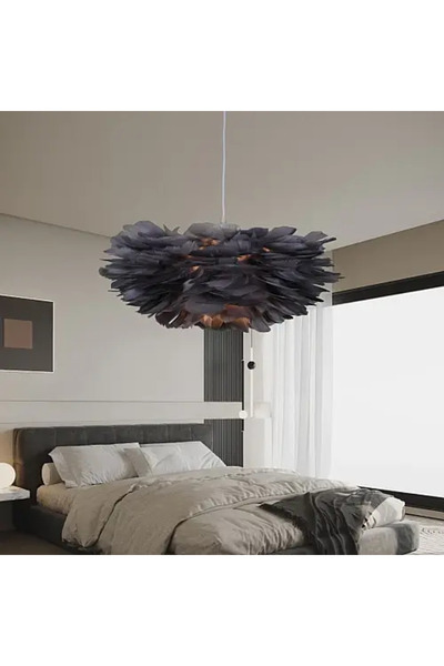 HAMER نجف مودرن ريش فضي E27*5L مقاس 80 سم