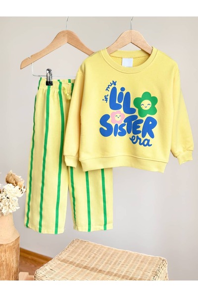 Pinkitokids Lil Sister Sweatshirt and Woven Pants Set