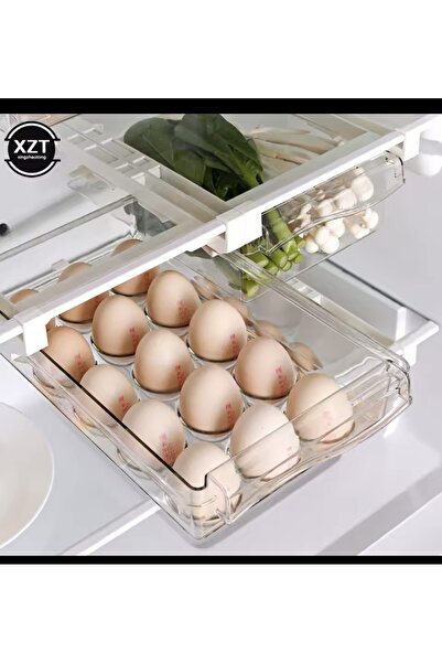 Generic Pull-out refrigerator drawer organizer for egg storage.