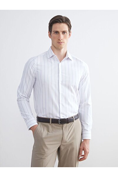 LC Waikiki Slim Fit Long Sleeve Striped Gabardine Men's Shirt