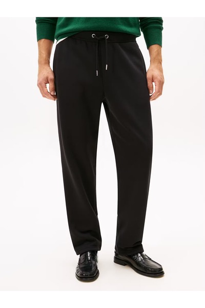 Tommy Hilfiger Erkek Normal Kalıp Beli İp Bağlamalı Pamuklu Siyah Eşofman Altı MW0MW41501-BDS