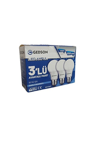 Gedson Led Ampul 9 Wat Beyaz Işık Eko Avantaj Paket 3' lü