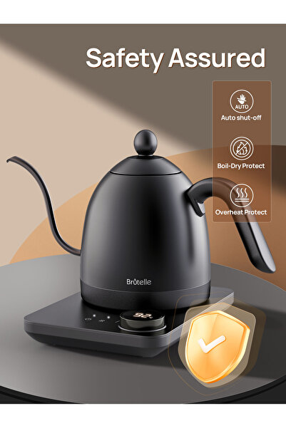 Brutelle Electric Gooseneck Kettle V60 Kettle 800Ml Coffee Kettle 1200W for V60 Coffee Coffee Corner