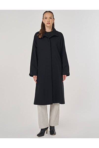 Kayra High Neck Raglan Sleeve Black Cap