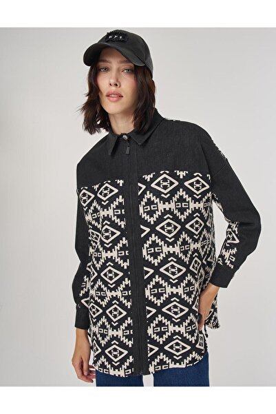 KYR Ethnic Pattern Blouse Black