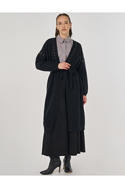 Kayra Embroidered Knitwear Cardigan Black