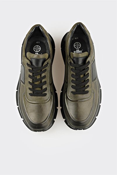 Elle Shoes Haki Deri Erkek Spor Ayakkabı