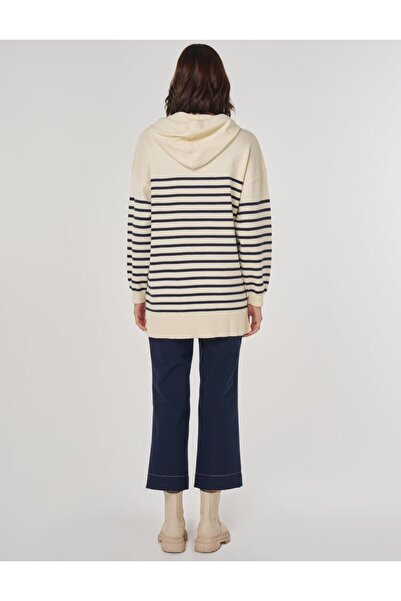 KYR Çizgi Desen Triko Tunik Koyu Lacivert