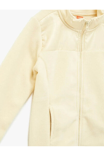 Koton Hanorac din lână cu mânecă lungă, cu buzunar, cu guler înalt și fermoar