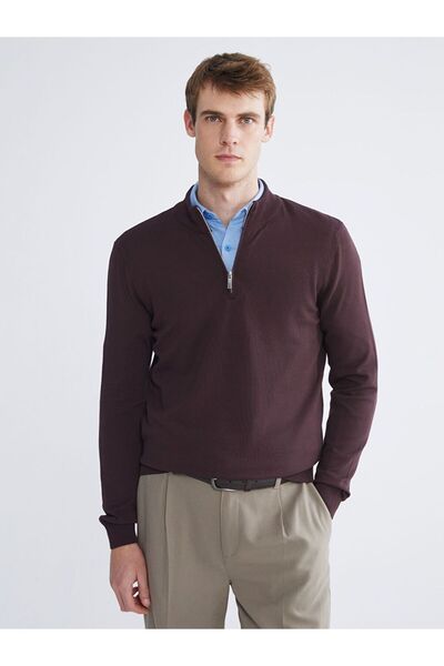 LC Waikiki Southblue Stand Collar Men's Knit Sweater