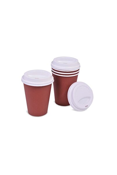 SHOPIENS Cardboard Cups with Lids, Set of 10, 380 ml - MYONNA