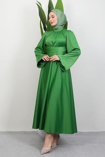 GİYZAMİLA Nazlı Hijab Dress Pistachio Green