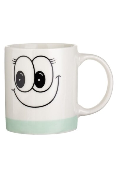SHOPIENS Κεραμική Κούπα - Σχέδιο Χαμογελαστού Πρόσωπου, Πολύχρωμη, 315 ml