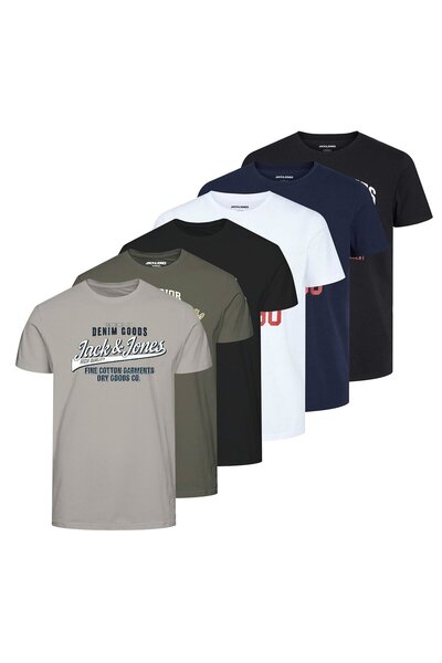 Jack & Jones JACK&amp;JONES Herren T-Shirt, 6er Pack - JJETHAN TEE CREW NECK,...