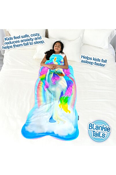 ORCHID بطانية بذيل يونيكورن حقيقية، صورة لبطانية بذيل يونيكورن، مقاس 142 × 58 سم