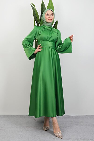 GİYZAMİLA Nazlı Hijab Dress Pistachio Green