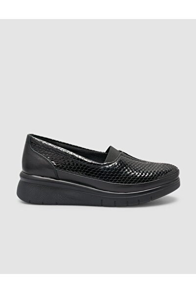 Cabani Crocodile Leather Black Women's Casual Shoes