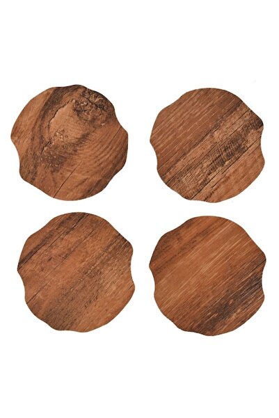 SHOPIENS Set suporturi de pahare din PVC, model buștean, maro, 10 cm, 4 piese