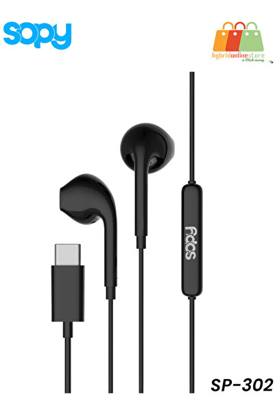 sopy سماعات أذن سلكية SP-302 من النوع C مع صوت جهير ستيريو، ومحرك 15 مم، وميك...