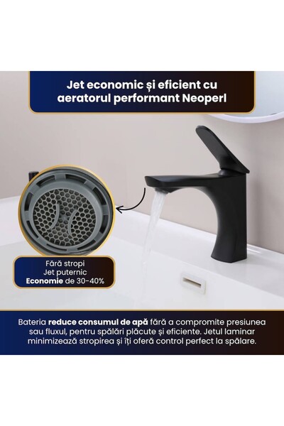 BiXXBi basin faucet, matte black, ceramic cartridge, Neoperl aerator, 1218 g