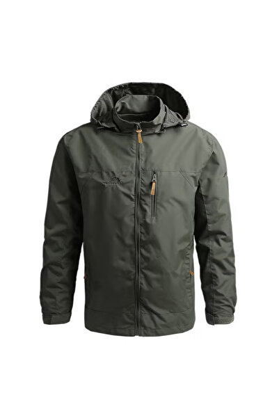 ENAR جاكيت أنيق بغطاء رأس للرأس وياقة قائمة، أخضر، مقاس 5XL