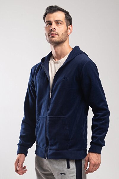 Slazenger Men's Polar Navy Blue Hooded Fleece Jacket Navy Blue