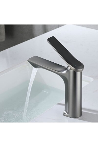 BiXXBi Baterie lavoar, gri mat, cartuș ceramic, montare rapidă, 180x180x110mm