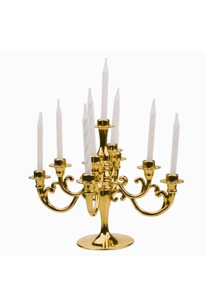 OEM Sfesnic auriu VERSAGO, decoratiune pentru torturi si aranjamente, 9 lumanari incluse
