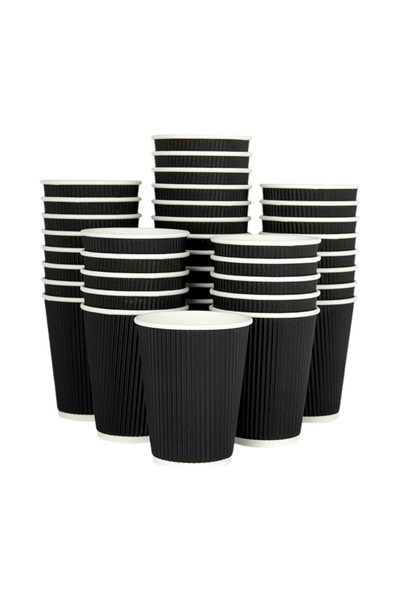 Generic 9 oz Black Corrugated Paper Cups (Pack of 25)