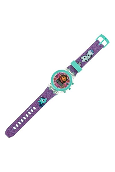 SHOPIENS Ceas de mână digital - Casa de păpuși Gabby, curea mov, afișaj 3D st...