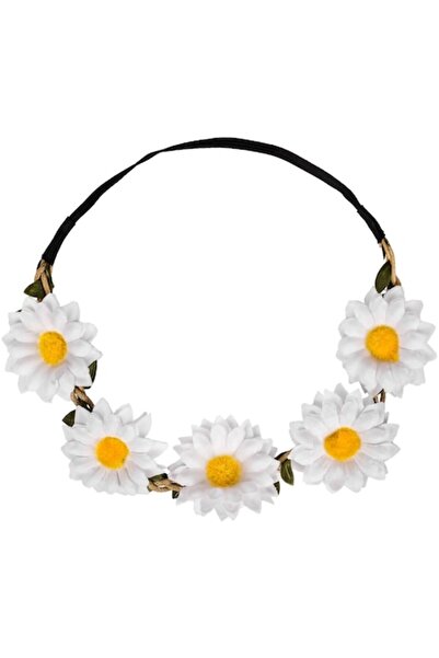 SHOPIENS Bandă elastică cu margarete, albă